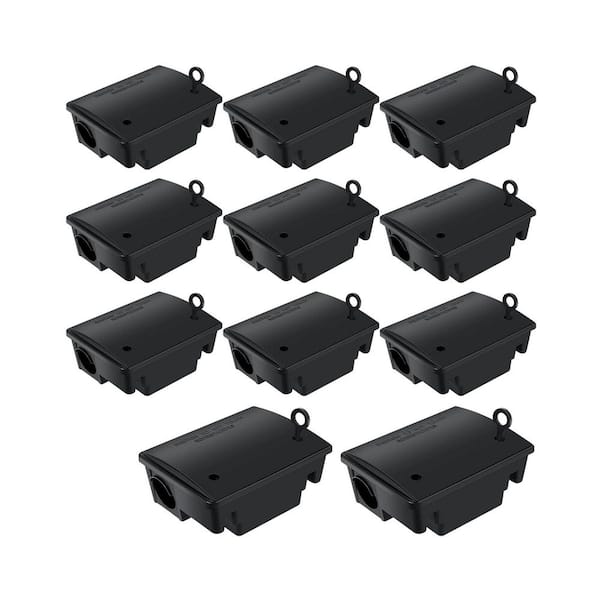 Outdoor Rat Bait Station Box with Key Lock for Rodent Control - 12-Pack for Safe Use Around Pets and Children