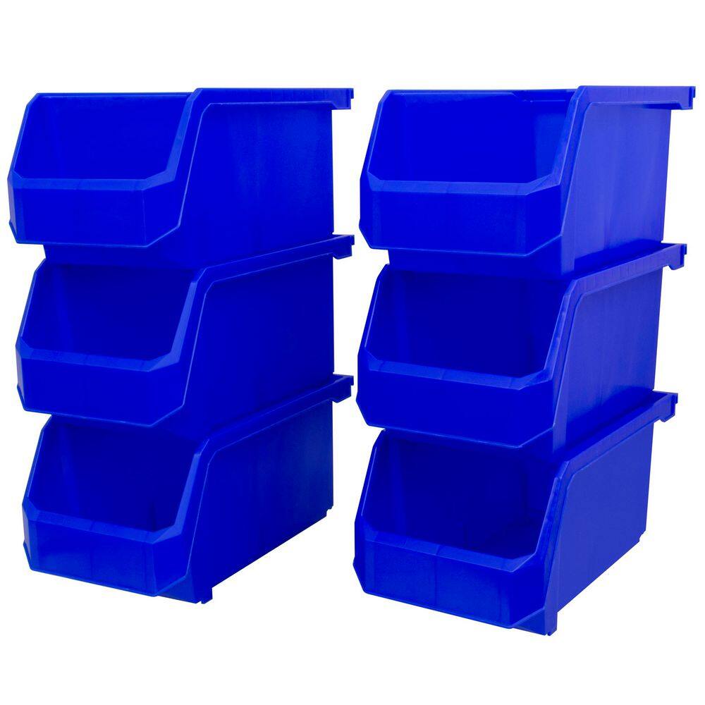 Plastic Stackable Storage Bin Containers for Organizing, Large (14.8 in. D x 8 in. W x 7 in. H), 6-Pack, Blue price history on PriceWatchPro