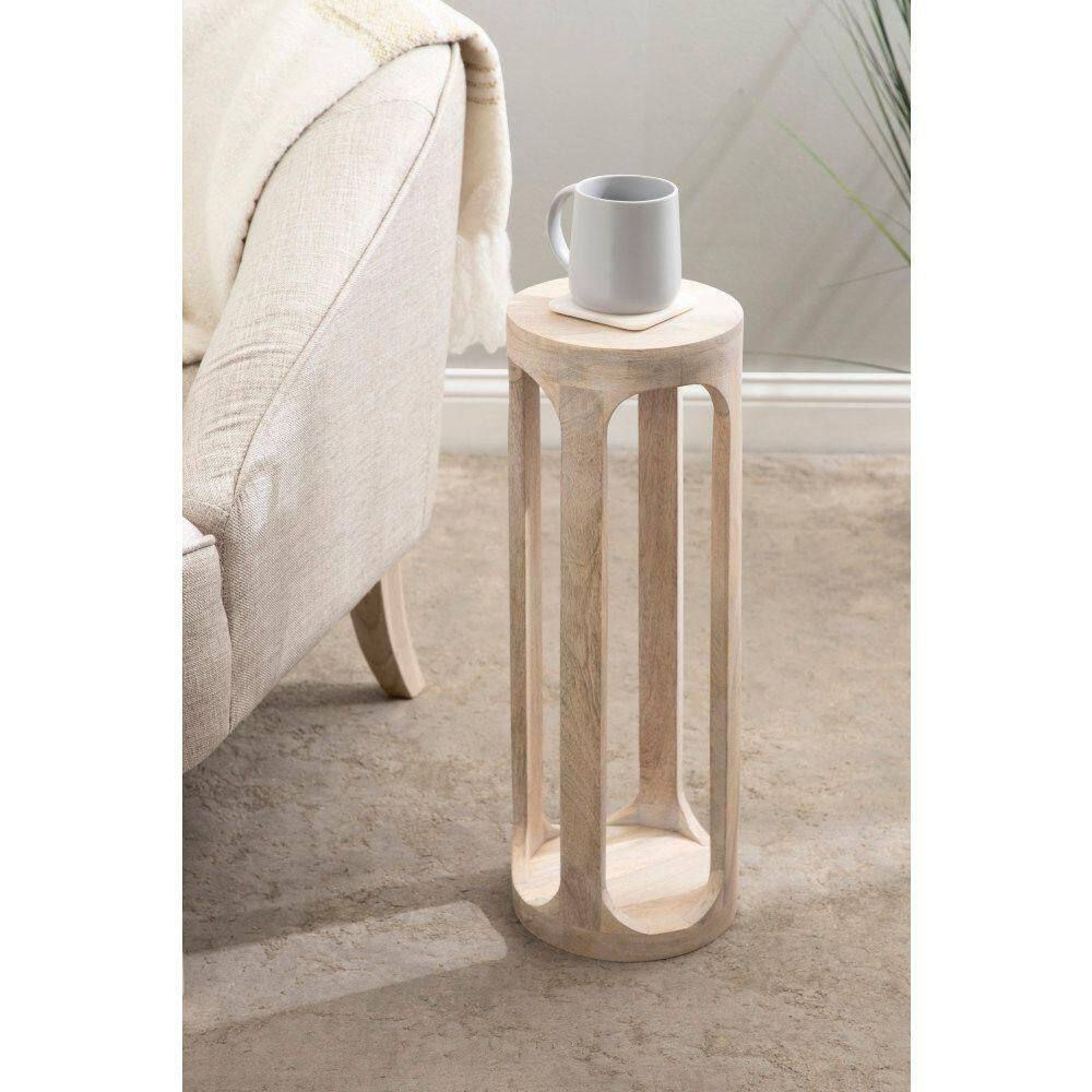 Dahl 8 in. W. White Round Coastal Wood End Table - thumbnail 10