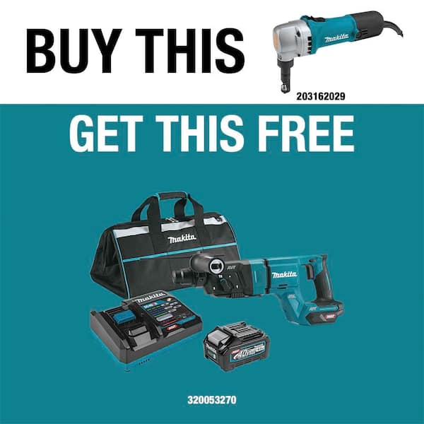 5 Amp 16-Gauge Nibbler with 40V max XGT Brushless 1-1/8 in. Rotary Hammer (D-Handle) Kit, AFT, AWS Capable (4.0Ah)