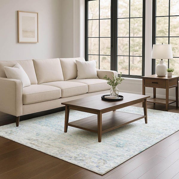 Mayfield Premium Machine Washable Abstract AMF1636 Beige 3 ft. x 4 ft. Area Rug