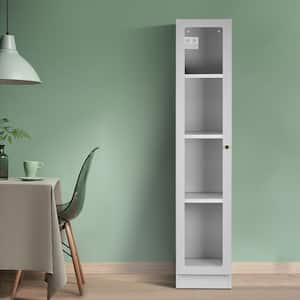 Avila 59 in. White Metal Storage Cabinet with Clear Door