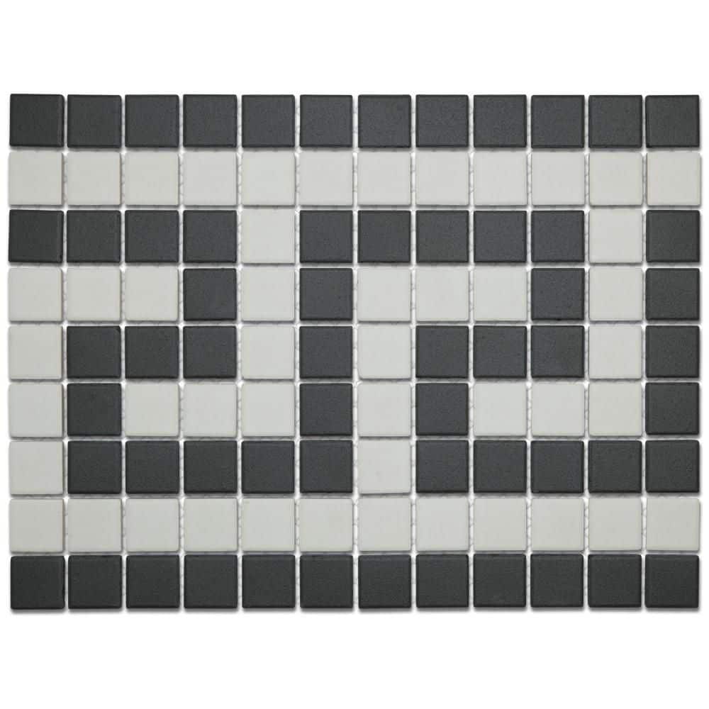 "Gotham 1"" Greek Key Border Unglazed Black and White 4 in. x 6 in. Porcelain Mosaic Take Home Tile Sample" price history on PriceWatchPro
