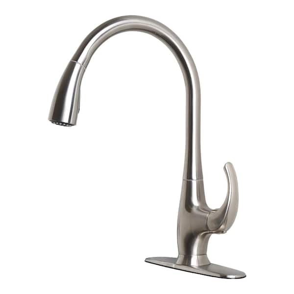 Ultra Faucets Vantage Collection Single-Handle Pull-Down Sprayer Kitchen Faucet in Stainless Steel