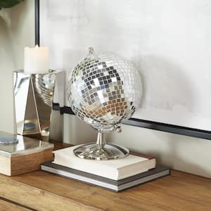 12 in. Silver Stainless Steel Disco Ball Style Decorative Globe