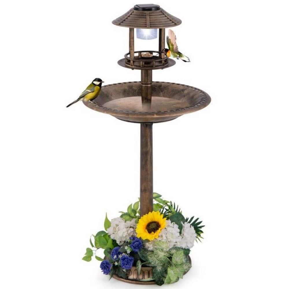 20in Pedestal Bird Bath with Solar Light with Bird Feeder and Flower Planter price history on PriceWatchPro