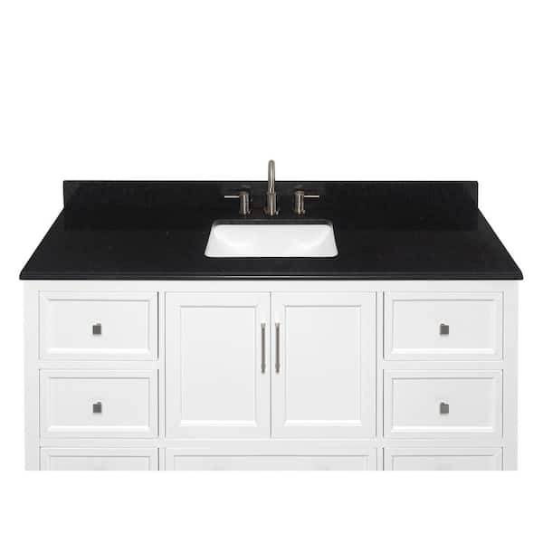 61 in. W x 22 in. D Granite Single Trough Sink Vanity Top in Midnight Black
