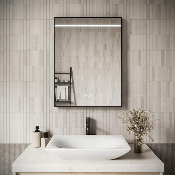 24 in. W x 32 in. H Rectangular Framed LED Light Anti-Fog Dimmable Color Temperature Change Wall Bathroom Vanity Mirror