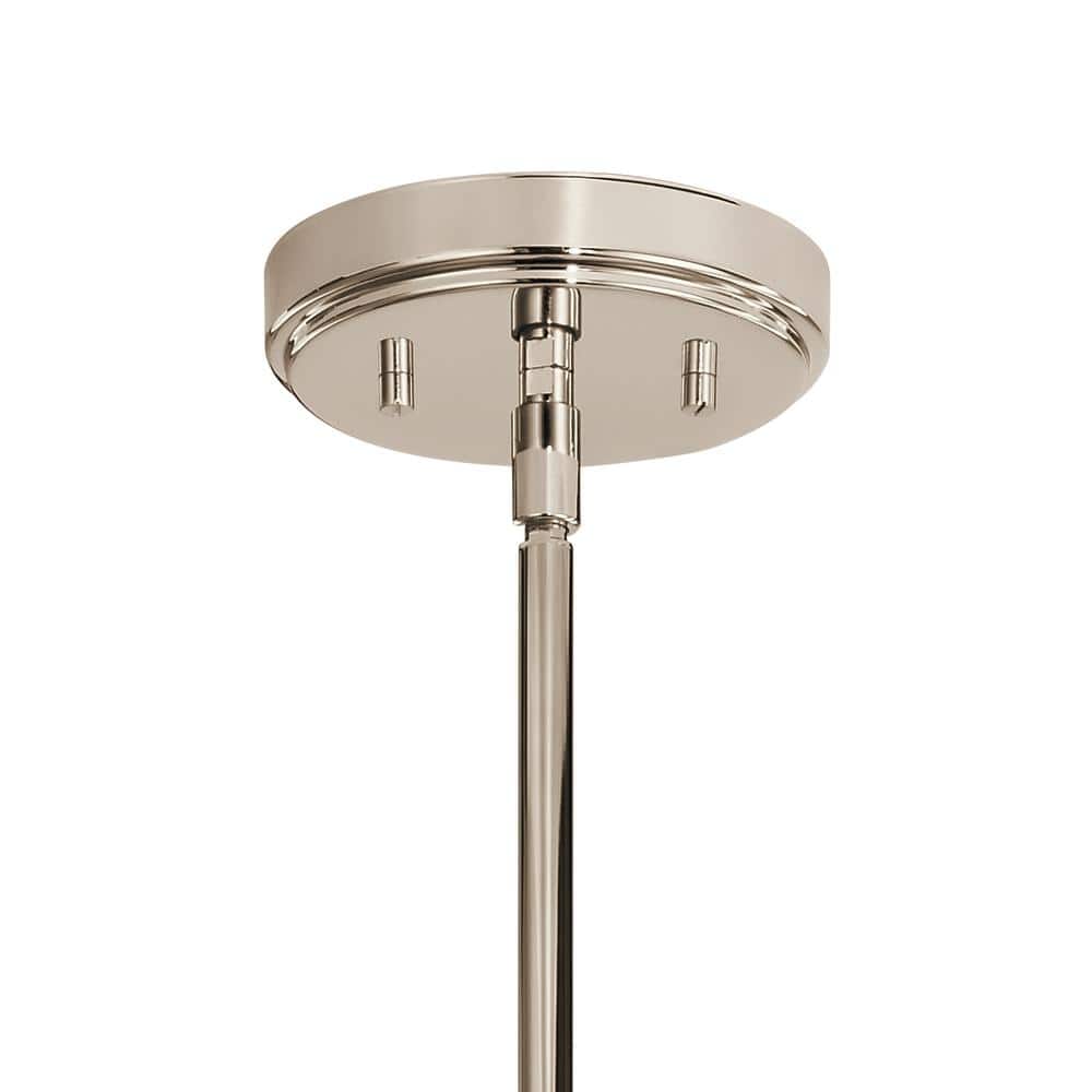 Elegant Art Deco 6-Light Chandelier in Polished Nickel with Clear Fluted Glass
