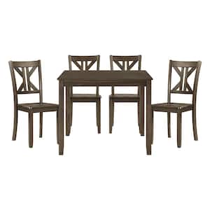 Ansel 5-Piece Charcoal Brown Finish Wood Top Dining Room Set Seats 4