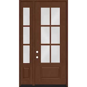 Regency 53 in. x 96 in. 3/4-6 Lite Clear Glass RH Chestnut Stain Mahogany Fiberglass Prehung Front Door w/14in.SL