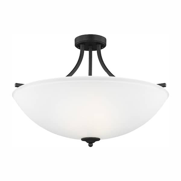 Generation Lighting Geary 4-Light Blacksmith Semi-Flush Mount Convertible Pendant with LED Bulbs
