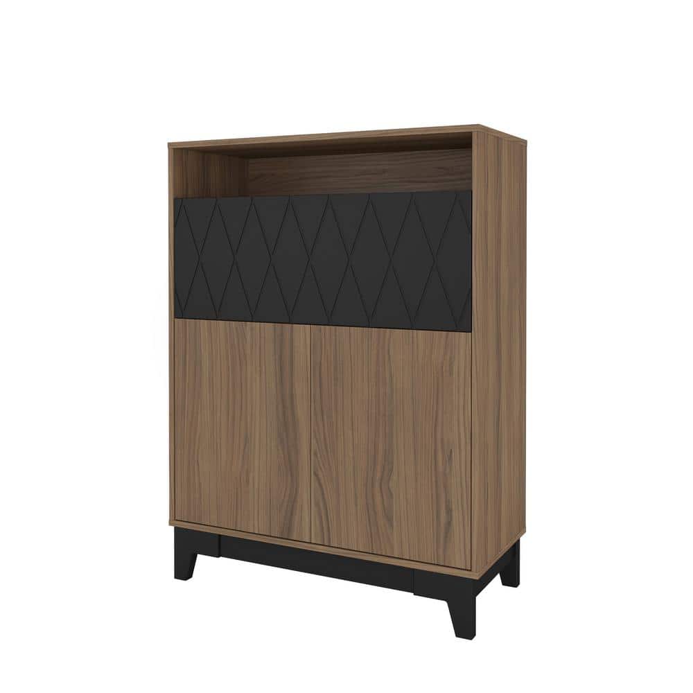 Boss 36 in. Rectangular Nutmeg and Black Secretary Desk with Drop-Down Door