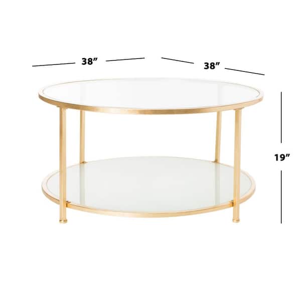 Safavieh Ivy 38 In Gold Clear Medium, Gold Metal And Glass Round Coffee Table