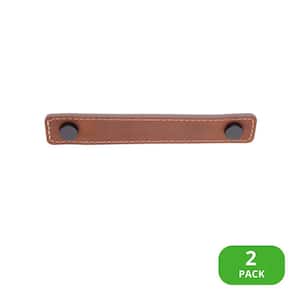 Leather 4 in. (102 mm) Center-to-Center Matte Black Pull (2-Pack)
