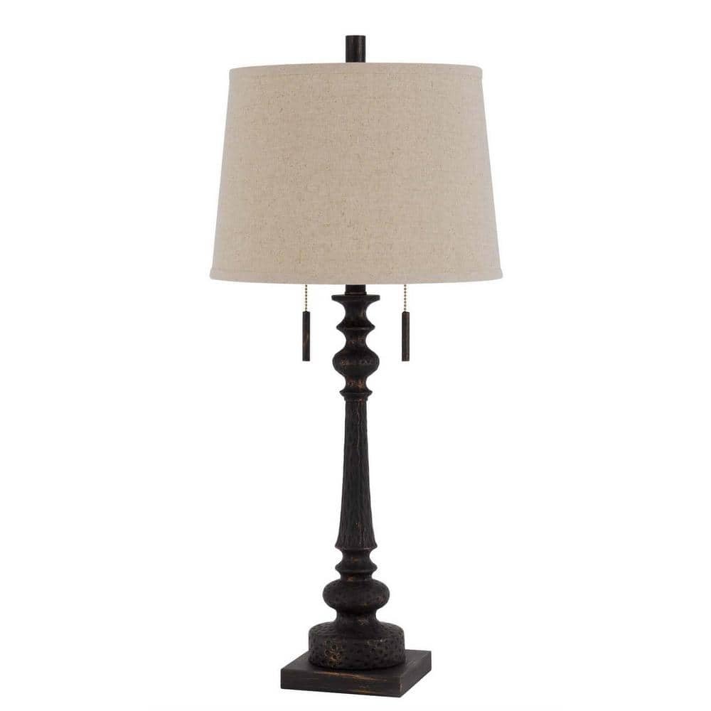 Charlie 31.5 in. Charcoal Integrated LED Candlestick Interior Lighting Table Lamp for Living Room w/Gray Linen Shade price history on PriceWatchPro