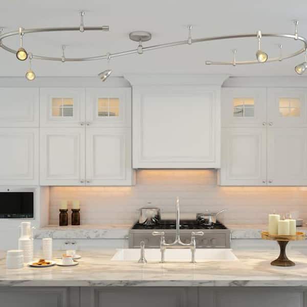 Hampton Bay 10 ft. 5-Light Brushed Steel Line-Voltage Flexible Track Light Kit with Mesh Shades