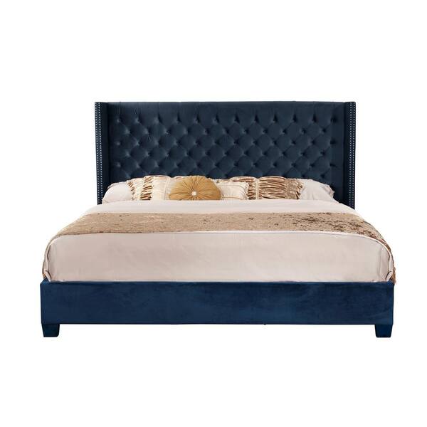 Blue Queen Button Tufted Shelter Full Set 51005 43bl The Home Depot