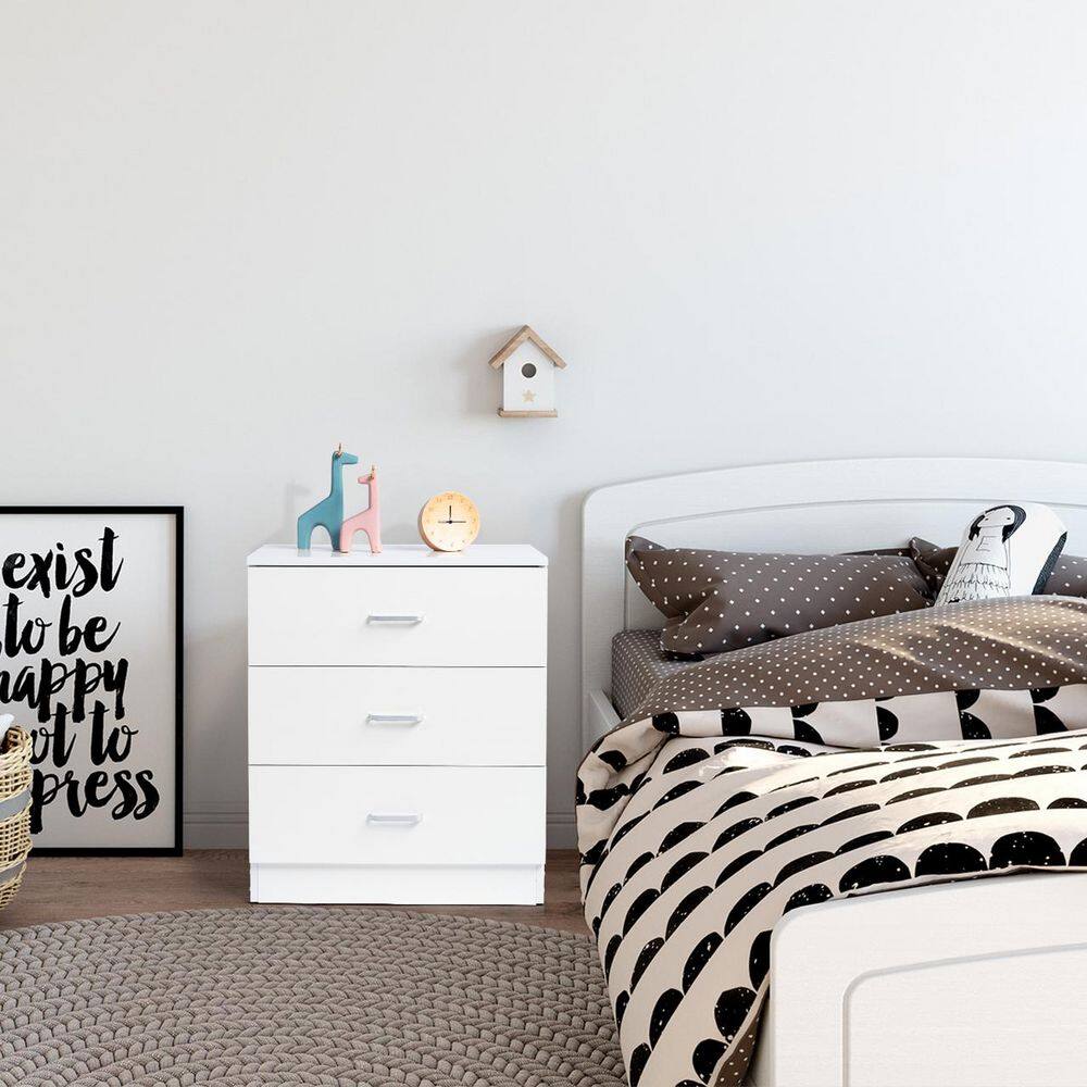 White 3 Drawer 22.05 in. Wide Chest of Drawers