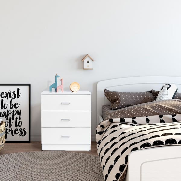White 3 Drawer 22.05 in. Wide Chest of Drawers