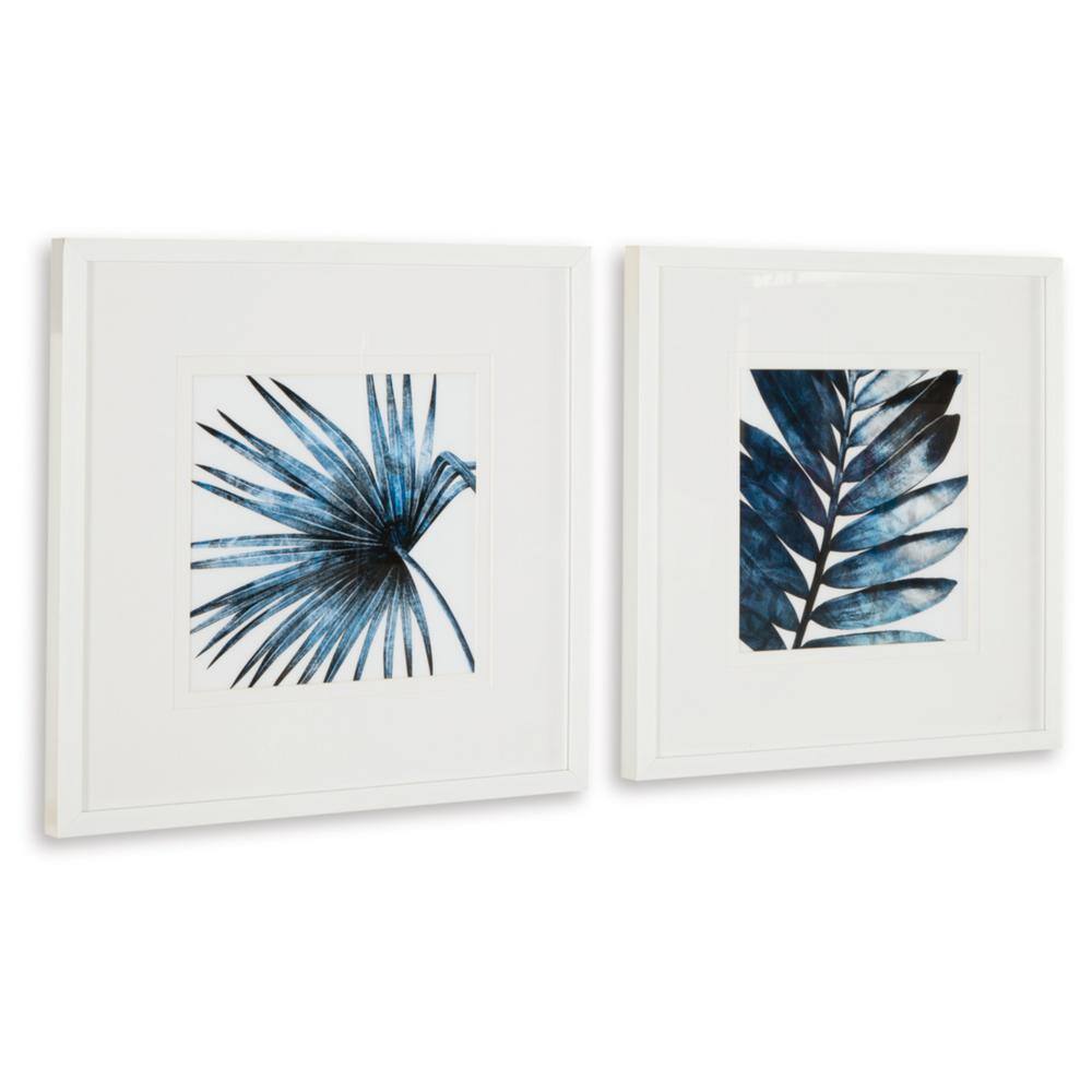 Breelen Blue and White Botanical Wall Art Set with Frames