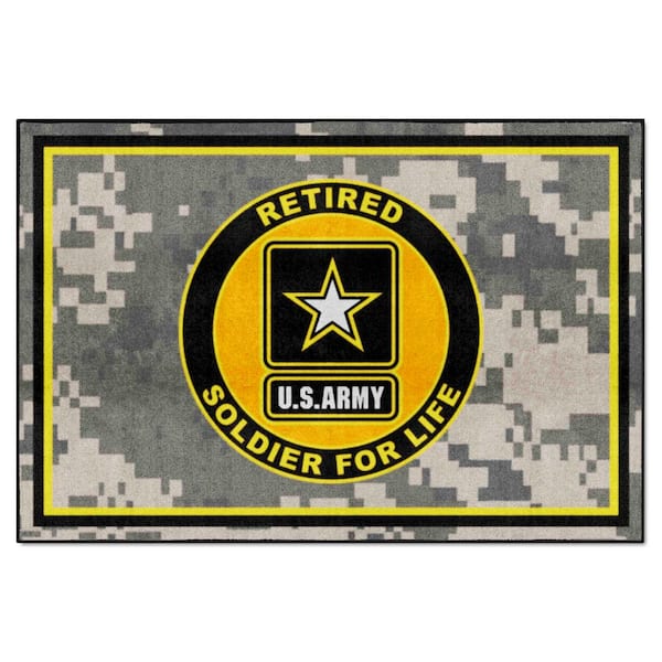 FANMATS U.S. Army Camo 5 ft. x 8 ft. Indoor Latex Backing Tufted Solid Nylon Rectangle Plush Camo Area Rug