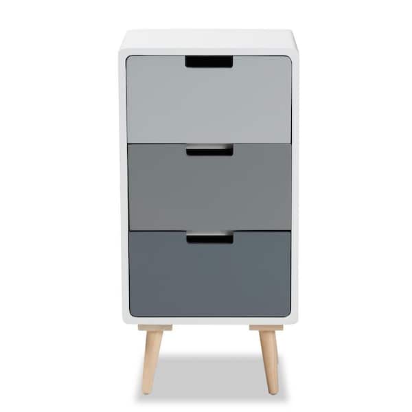 Baxton Studio Bairn Multi-Colored and Oak Brown 3-Drawer Storage Cabinet