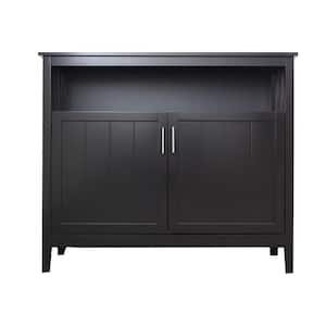 Brown Wood 39.96 in. Kitchen Storage Sideboard and Buffet Server Cabinet