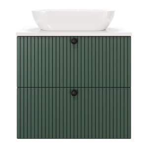 Aria 24 in. W x 18 in. D x 24 in. H Floating Bath Vanity with MDF Top in Alaska White Cabinet and Green Front