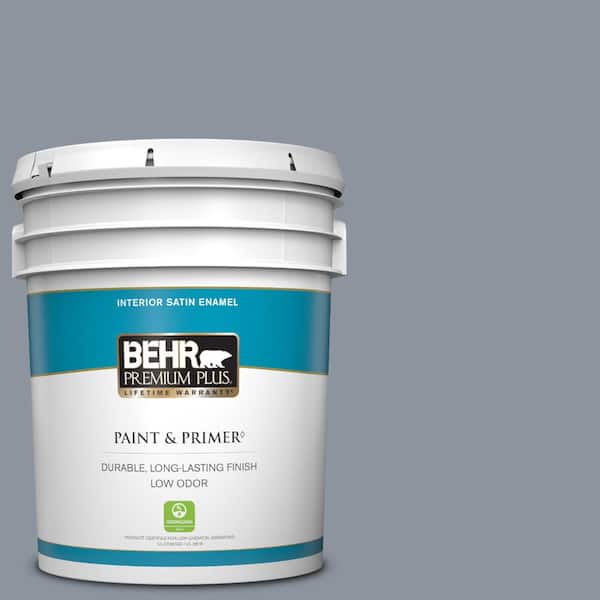 BEHR PREMIUM PLUS 5 gal. #BXC-88 Cool December Satin Enamel Low Odor Interior Paint & Primer