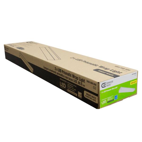 Commercial Electric 1-Pack 2 ft. 120-Volt 1900 Lumens White