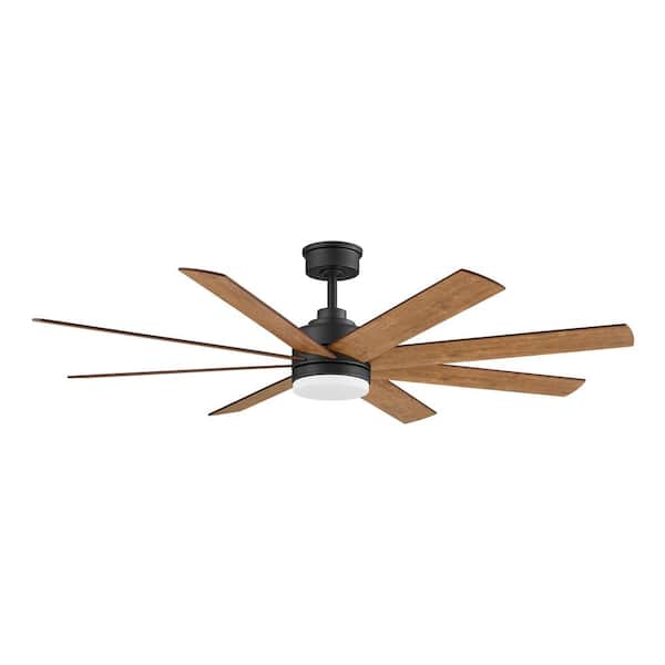 Celene II 62 in. Indoor/Outdoor Matte Black Whiskey Barrel Blades Ceiling Fan with Adjustable White LED w/Remote Control