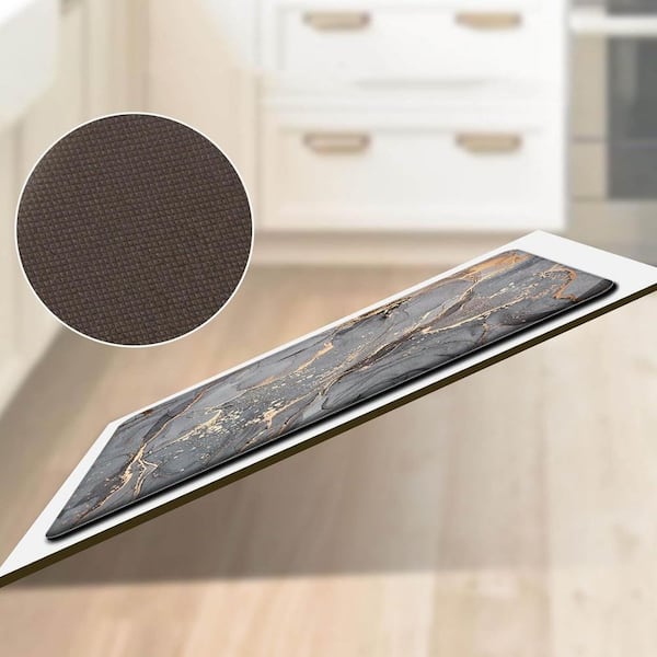 Gray 17.3 in. x 29 in. Indoor Kitchen Rugs Non Slip Waterproof