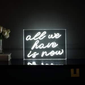 All We Have Is Now 14 in. x 10 in. Contemporary Glam Acrylic Box USB Operated LED Neon Night Light, White