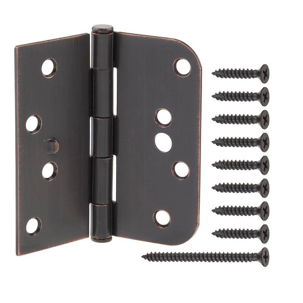 4 in. Square x 5/8 in. Radius Oil-Rubbed Bronze Squeak-Free Door Hinge