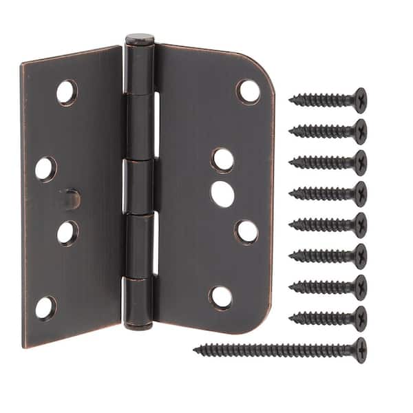 Everbilt 4 in. Square x 5/8 in. Radius Oil-Rubbed Bronze Squeak-Free Door Hinge