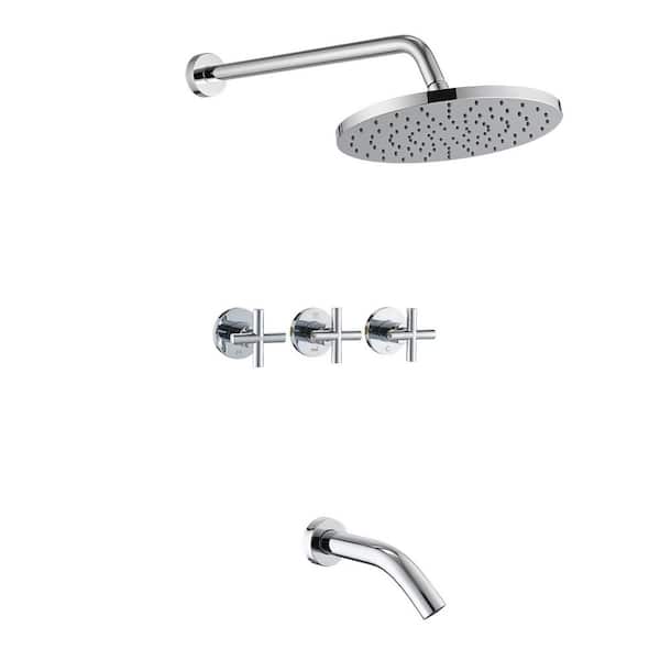 Triple Handles 1-Spray Tub and Shower Faucet 2.5 GPM in Chrome Valve Included