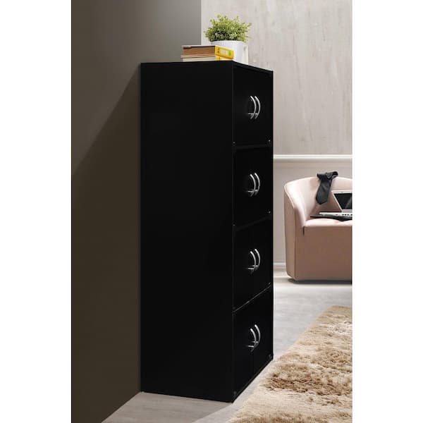 HODEDAH 4-Shelf, 54 in. H Black Bookcase with Double Doors HID44
