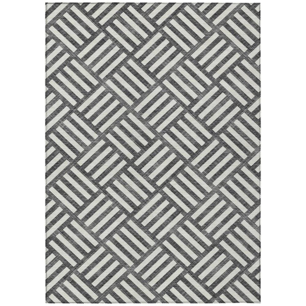 Black, Ivory 8 ft. x 10 ft. Woven Geometric Polyester Rectangle Indoor/Outdoor Area Rug price history on PriceWatchPro