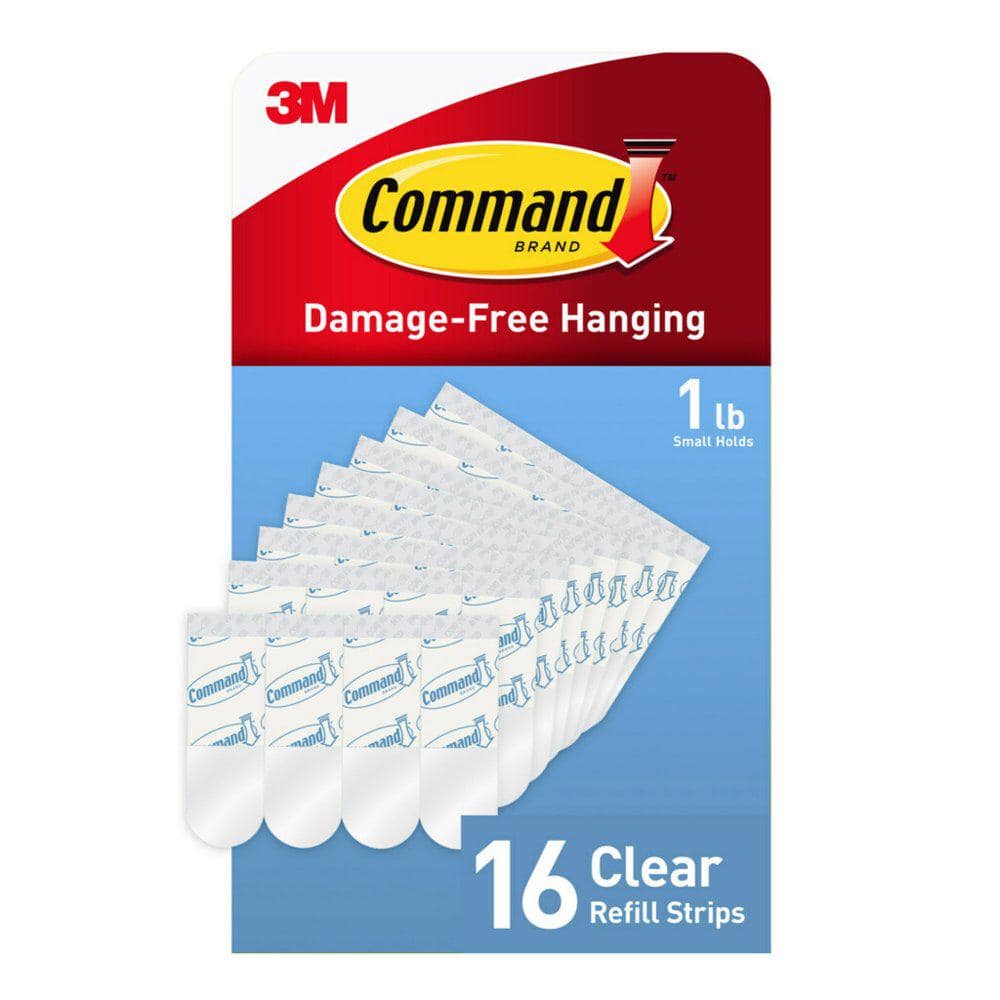 Command .5 lb. 1 lb. Small Clear Refill Strips 16 Strips 17022CLR 16ES The Home Depot