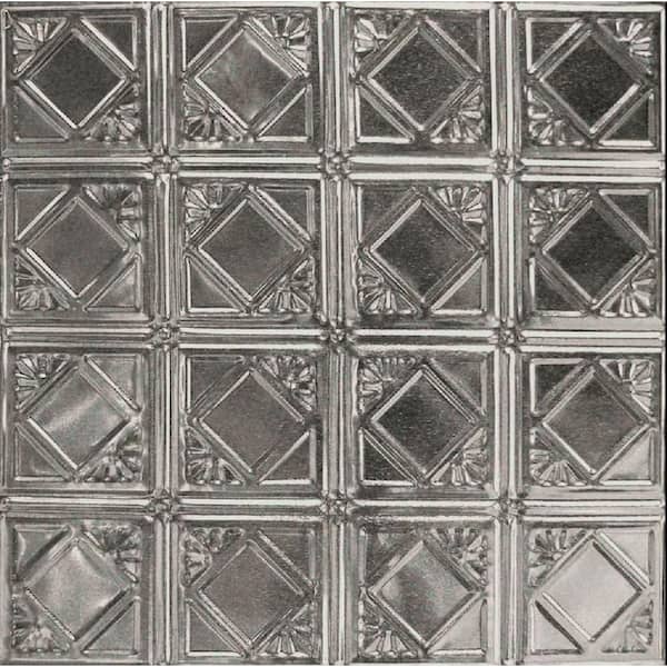 AMERICAN TIN CEILINGS 24 in. x 24 in. Pattern #19 Repeating Diamonds Design - Unfinished - Metal Tin Wall Tile Backsplash Kit (5-Pack)