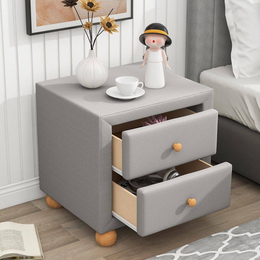 light gray nightstands