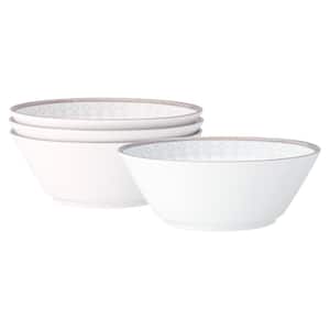 Silver Colonnade 5 in., 9 fl. oz. (White) Porcelain Fruit Bowls (Set of 4)