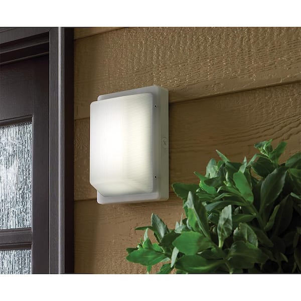 9 in. White LED Outdoor Impact Resistant Light 3 Color Temperature Option Weather Rust Resistant 600 to 1200 Lumen Boost