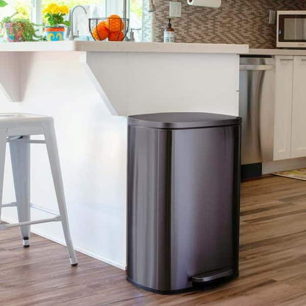 iTouchless SoftStep 13.2 Gal. Semi-Round Stainless Steel Step Trash Can  with Odor Control System and Inner Bin for Office, Kitchen PC13DDS - The  Home Depot