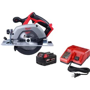 M18 18V Lithium-Ion Cordless 6-1/2 in. Circular Saw with M18 Starter Kit One 5.0Ah Battery and Charger