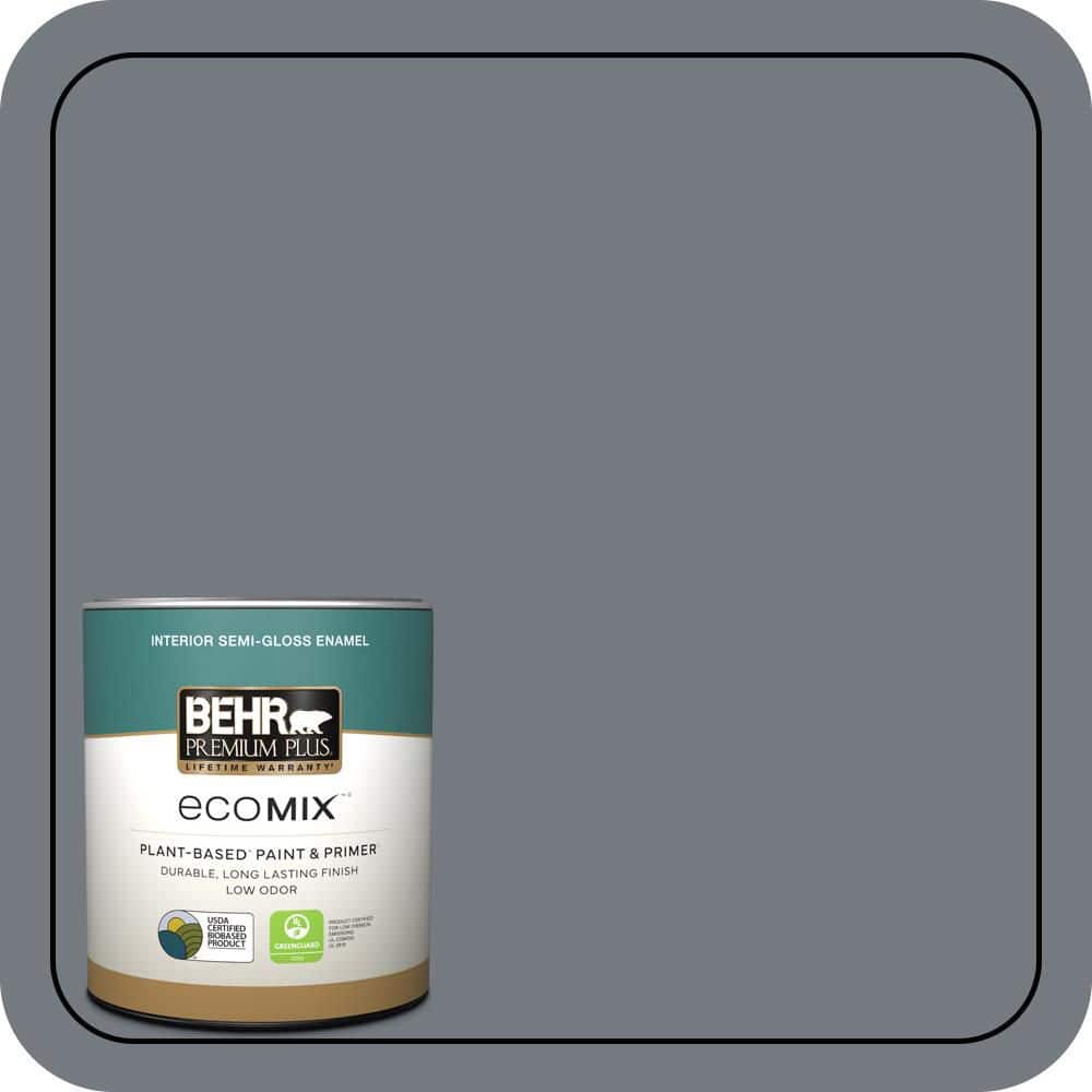 BEHR PREMIUM PLUS 1 qt. #N510-5 Liquid Mercury color Semi-Gloss Enamel ...