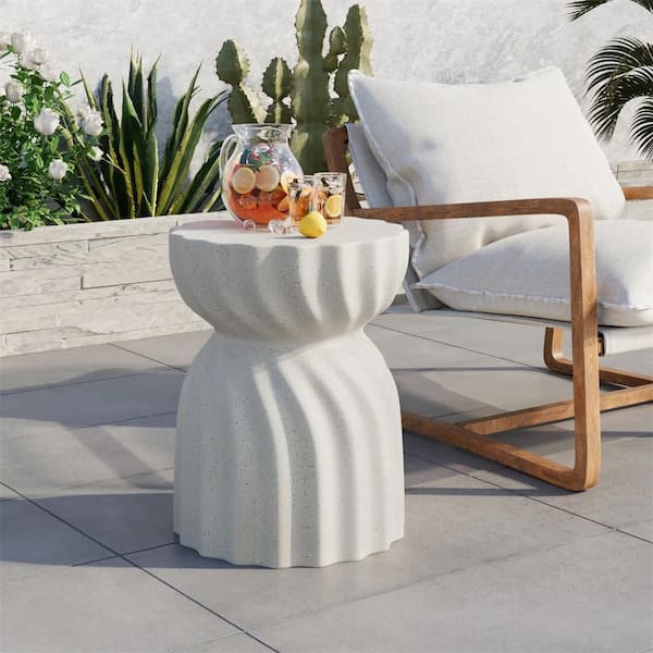 White 15.2 in. H-shaped Coffee Table, Nordic Style Magnesium