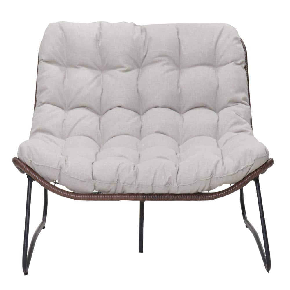 Outdoor Patio Loveseat with Steel Frame and PE Rattan Wicker, Thick Cushion, 37 in. x 50.8 in. x 29.5 in., Brown price history on PriceWatchPro