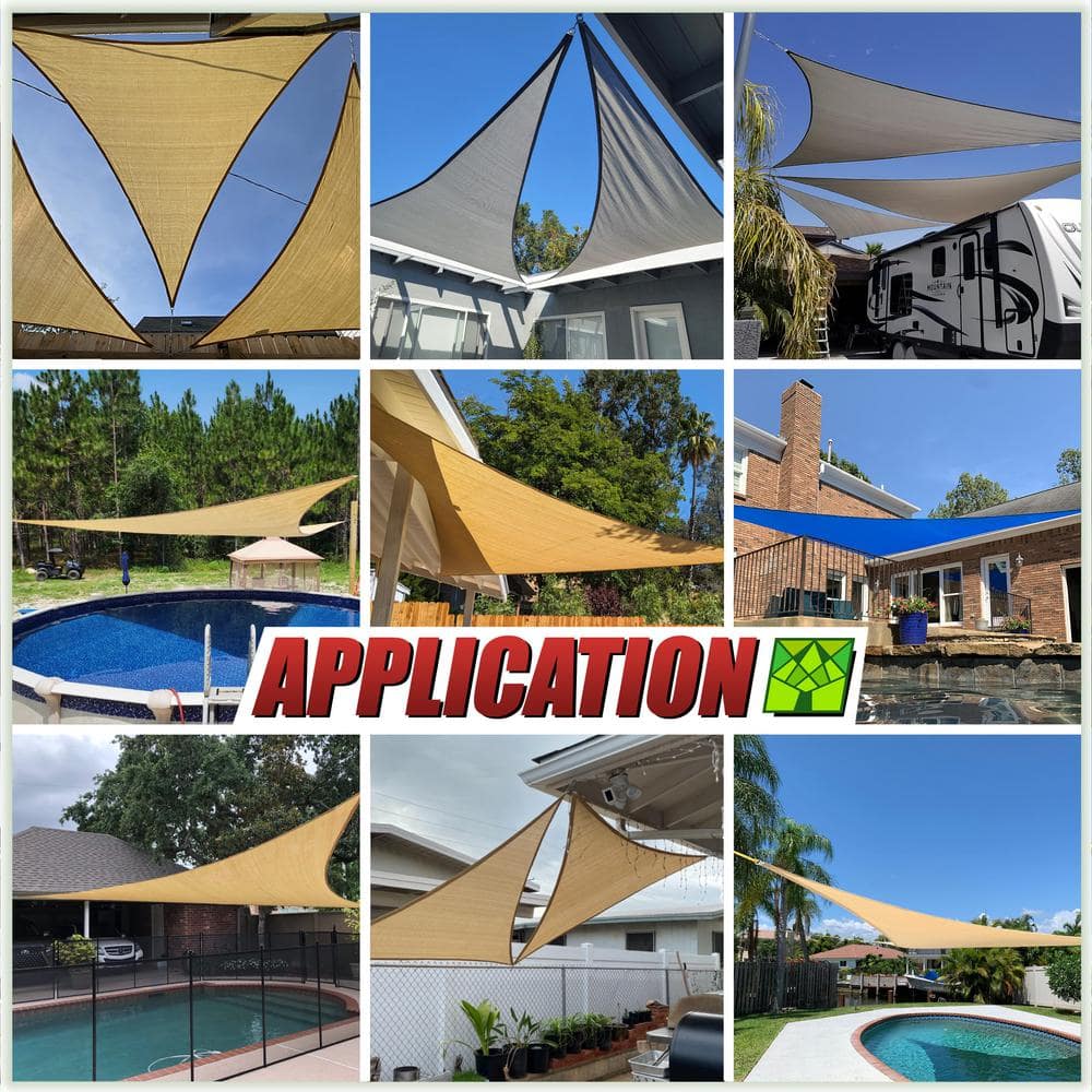 Brown 8' x 16' HDPE Rectangle Sun Shade Sail with Stainless Steel Hardware Kit